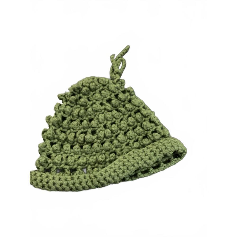 Vintage Handmade Donegal Green Wool Crochet Hat by Cladyknit